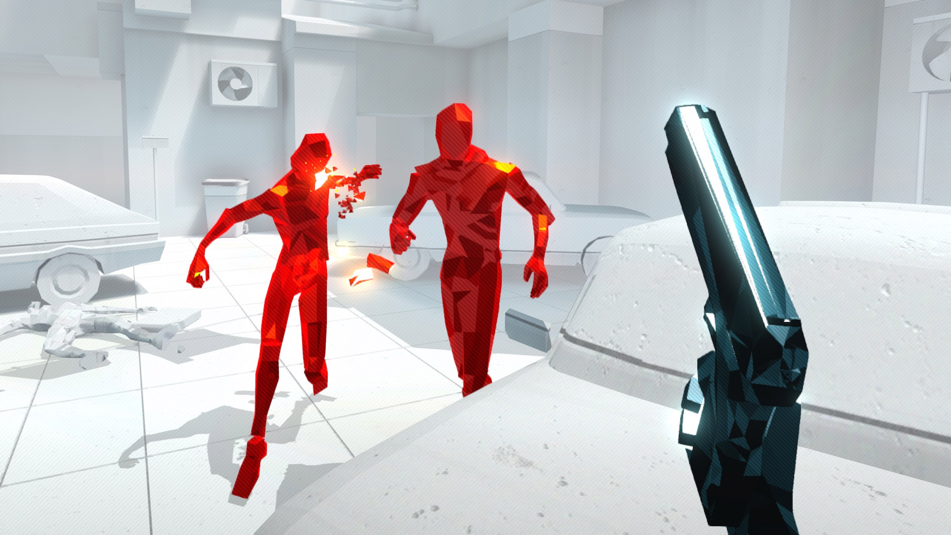 Сложнейшая игра стала реальностью. Superhot VR ps4. Супер хот 2 ВР. Игра VR super hot. Игра с красным человечком.