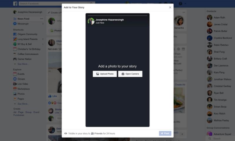 Facebook Hikayeler Artık Masaüstünden Paylaşılabilecek