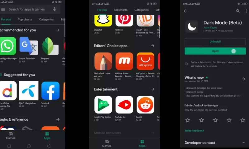 Google Play'in karanlık modu kullanıma sunuldu!