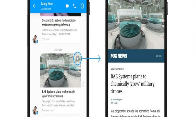 Instant Articles özelliğini Facebook Messenger'a getiriyor