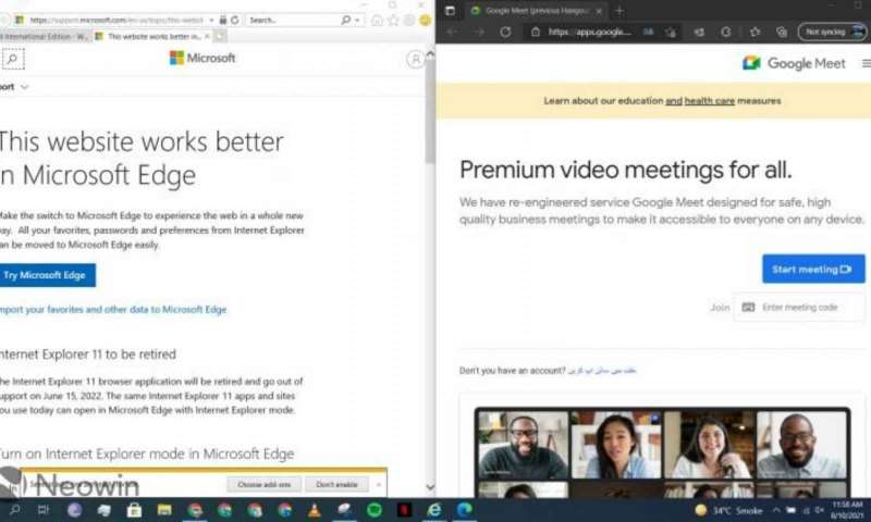 Internet Explorer Google Meet ile yollarını ayırıyor